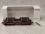 Marklin Ho Scale 48673 Italian Axle Heavy Flat Car With Steel Beams Load Box. Fixed Price $49.99.