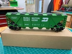 Menards Gauge Burlington Northern Covered Hopper (green) Sku: 279-6977. Fixed Price $17.99.