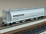 Procor - Black Letters Cylindrical Covered 4 Bay Hopper Car Etched Scale New. Fixed Price $54.95.