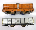 (2) Gauge Hafner Train Cars (lot 7282). Fixed Price $25.00.