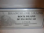 Branchline Ho 50 Psi Box Car Rock Island Pack # 126032 Maroon W/ White Lette. Fixed Price $18.99.