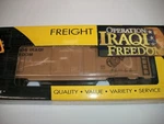 K-line K641-8017 " Operation Iraqi Freedom Box Car Lot #46165. Fixed Price $29.00.