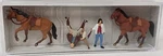 Preiser New #10501 1/87 Scale Set Of 2 Saddled Horses With Riders & Trainer. Fixed Price $35.99.
