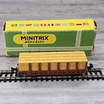 Minitrix Train Vintaage Stake Wagon Original Box Damaged. Fixed Price $12.60.