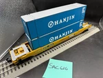 Mth-rail Hanjin Husky Stack Car W/containers 30-7643 O-scale W/box. Fixed Price $59.99.