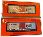Lionel O-gauge Boxcars: #1: 6-29294 And #2: 6-39200 Both New. Fixed Price $25.00.