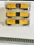 Micro Trains 25562, Railbox 3-PACK. 50' Cars. Rbox Rd# 31558, 31562, & 31574. Fixed Price $69.95.