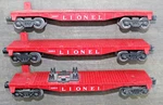 Lionel Postwar Freight 2- 6803 & 6807 Red Flatcars. Fixed Price $50.00.