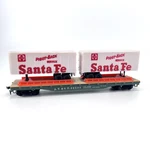 Tyco 354A Ho 50' Flat Car W/piggy-back Trailers Santa Fe A.t. & S.f. 90806. Fixed Price $17.09.