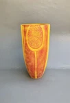 Sea Glasbruk Fiery Lena Engman Fantasy Lotus Pod Red Yellow Hand Painted Vase. Fixed Price $49.99.