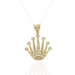10K Yellow Gold Cz King Crown Pendant 1.6"-1.85". Fixed Price $1007.95.