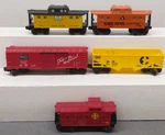 Lionel Assorted Freight Cars 6-9751, 6-9016, 6-9168, 6-9061, 6-9150. Fixed Price $57.19.