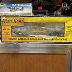 Mth Railking 30-7618 Depressed Flat Car With Ertl Bulldozer. Fixed Price $30.00.