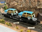 Lionel Route 66 Flatcar 49- 51 Ford Woodies 6-17559- 2001 China Bin #203. Fixed Price $49.95.