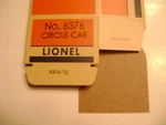 Lionel No. 6376 Lines "circus Car" Stock Licensed Reproduction Box. Fixed Price $10.99.