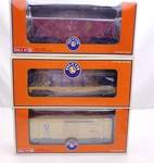 3 Lionel Train Freight Cars Prr Bulkhead, D&h Boxcar, Santa Fe Hopper New. Fixed Price $42.99.