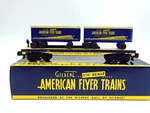American Flyer 6-48565 Af Lines Commemorative Flat Car W/piggyback Trailers Tofc. Fixed Price $44.99.