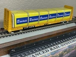 Trailer Train - 60 Ft Bulkhead Lumber W/johns Manville Custom Load Ho Scale New. Fixed Price $64.95.