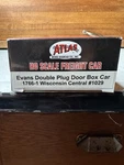 Atlas Ho Evans Double Plug Door Box Car 1766 1, Wc #1029. Fixed Price $25.00.