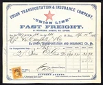 Transportation & Ins. Co. Prr Waybill #45 "union Line" Fast Freight 1865. Fixed Price $44.99.
