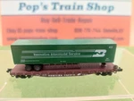Con-cor # 2208 Scale 50' Western Pacific Rr Tofc Flat Car With Bn Trailer. Fixed Price $14.95.