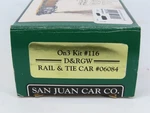 ON3 Scale San Juan Car Co. Kit 116 D&rgw Rio Grande Rail Tie #06084. Fixed Price $73.95.