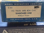 Roundhouse B-301 Truss Side Box Car Sl Seaboard 36215 Metal Kit. Fixed Price $13.00.