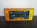 Mth Rail King O-gauge #325 Flat Auto Carrier W/ 1949 Mercurys 30-7682. Fixed Price $60.00.