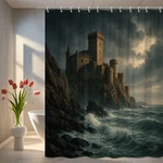 Castle Themed Shower Curtain For Home Decor, Waterproof Fabric. Fixed Price $19.99.