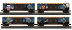 Mth 30-70149 Gauge Railking Halloween 4-CAR 50 Double Door Boxcar Set W/ Leds. Fixed Price $449.00.
