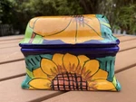 Mexican Talavera Pottery Rectangular Jewelery Box Sunflower X3.5 X3.75 Hand. Fixed Price $29.99.