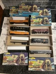 Set Lot 8 Athearn Scale 50 Gondola Train Boxes Quad Hoppers Piggback Trailer. Fixed Price $95.00.