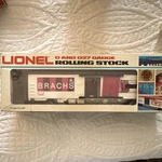 Lionel O/O27 Gauge Brachs Box Car White Pink Three-rail Painted Plastic. Fixed Price $27.50.