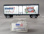 Scale Micro-trains # 21383 Arkansas State 40' Plug Door Boxcar 1836. Fixed Price $12.00.