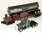 Lionel 6-52392, Pennsylvania Flatcar With Hoods Milk Tractor Trailer.. Fixed Price $79.99.