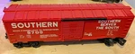 Lionel Gauge O-27 Red Southern Boxcar #9700 For Train Set Layout. Fixed Price $17.99.