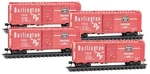 Micro Trains 983 00 240 Cb&q Chicago Burl Quincy 40' Standard Boxcar Pack. Fixed Price $99.00.
