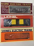 Lionel And Line Freight CARS(3) 6-9712 B&o, 6-15000 Drgw, K-6270 Sp Lnob. Fixed Price $39.99.
