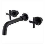 Double Handle Wall Mounted Bathroom Brass Modern 3 Holes Sink Faucets. Fixed Price $109.25.