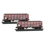 Micro Trains Scale 33' Rib Side 2-BAY Hoppers Cb&q 2-PACK 98305089. Fixed Price $51.39.