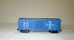 N-scale Box Car; #70056, Trix, Boston & Maine, 40' Single Door, Rapido Couplers. Fixed Price $14.00.