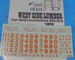 Scale ON3/ON30 West Side Lumber Locomotive Orange Decals Wiseman/simpson RS324. Fixed Price $7.95.