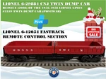 Lionel 6-29884 Cnj Twin Dump Coal Car & 6-12054 Fastrack Remote Control Section. Fixed Price $120.00.