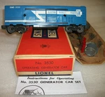 Lionel Postwar 3530 Short Stripe Operating Gm Generator Car Exc+ Original Box. Fixed Price $160.00.