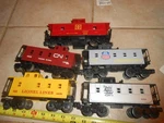 O/O-27 Lionel 9065 Cn, 165778 Ll, 9380 Nynh, 6432 Up, K-line 6126 Atsf Cabooses.. Fixed Price $20.00.