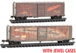Micro Trains Scale 40' Weathered Boxcars Western Pacific 2 Pack 98305087. Fixed Price $52.76.